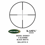 روتفنگی ویور Kaspa Series 3-9×40 مدل 849807 رتیکل Ballistic-X | تیوب 25 میلی‌متری - تصویر 3